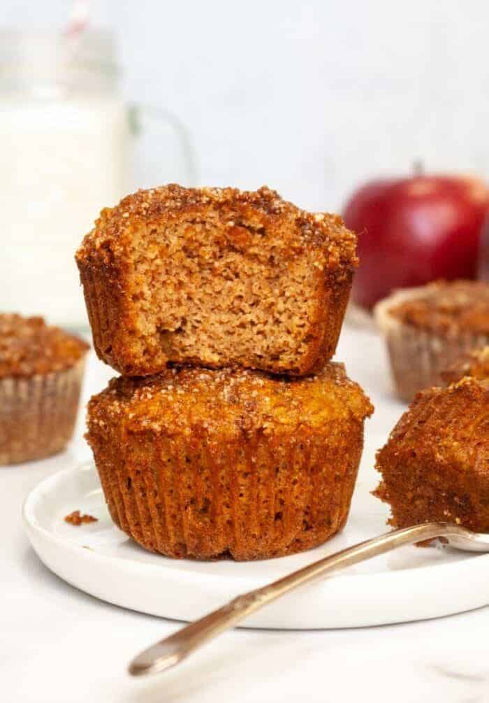 Almond flour apple muffins with crumb topping