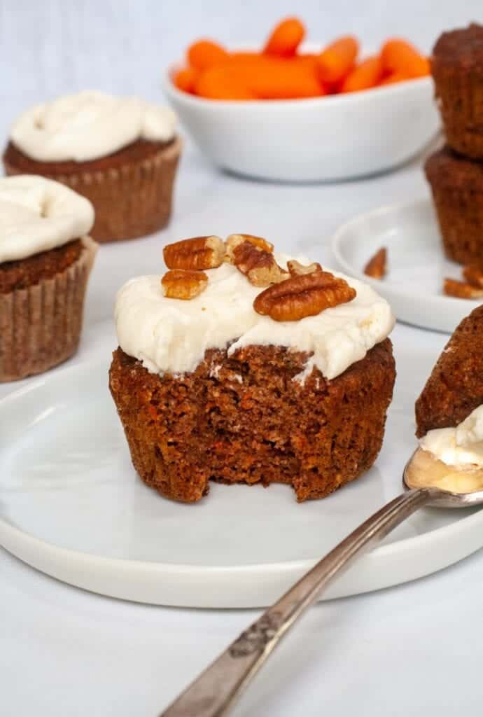 Paleo carrot cake cupcakes with frosting
