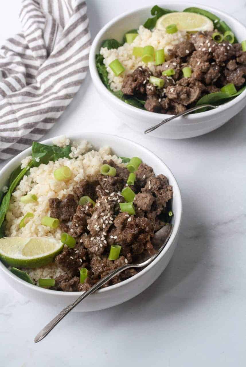 Meal Prep Ginger Ground Beef Bowls (Whole30 & Paleo)