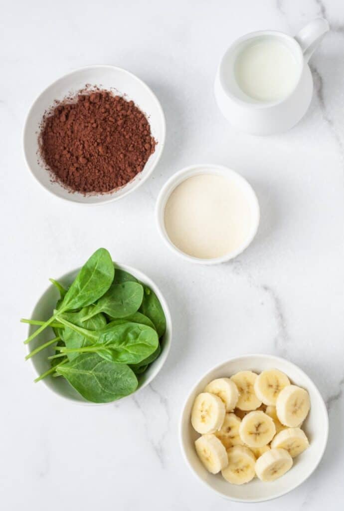 Dark chocolate smoothie ingredients