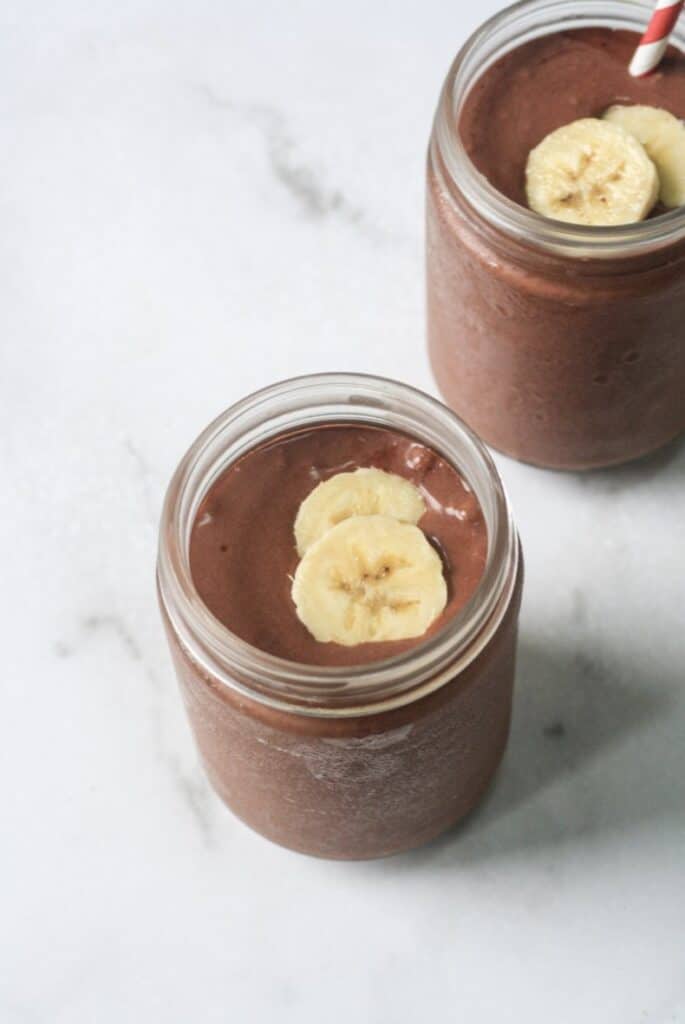 Chocolate almond milk with banana