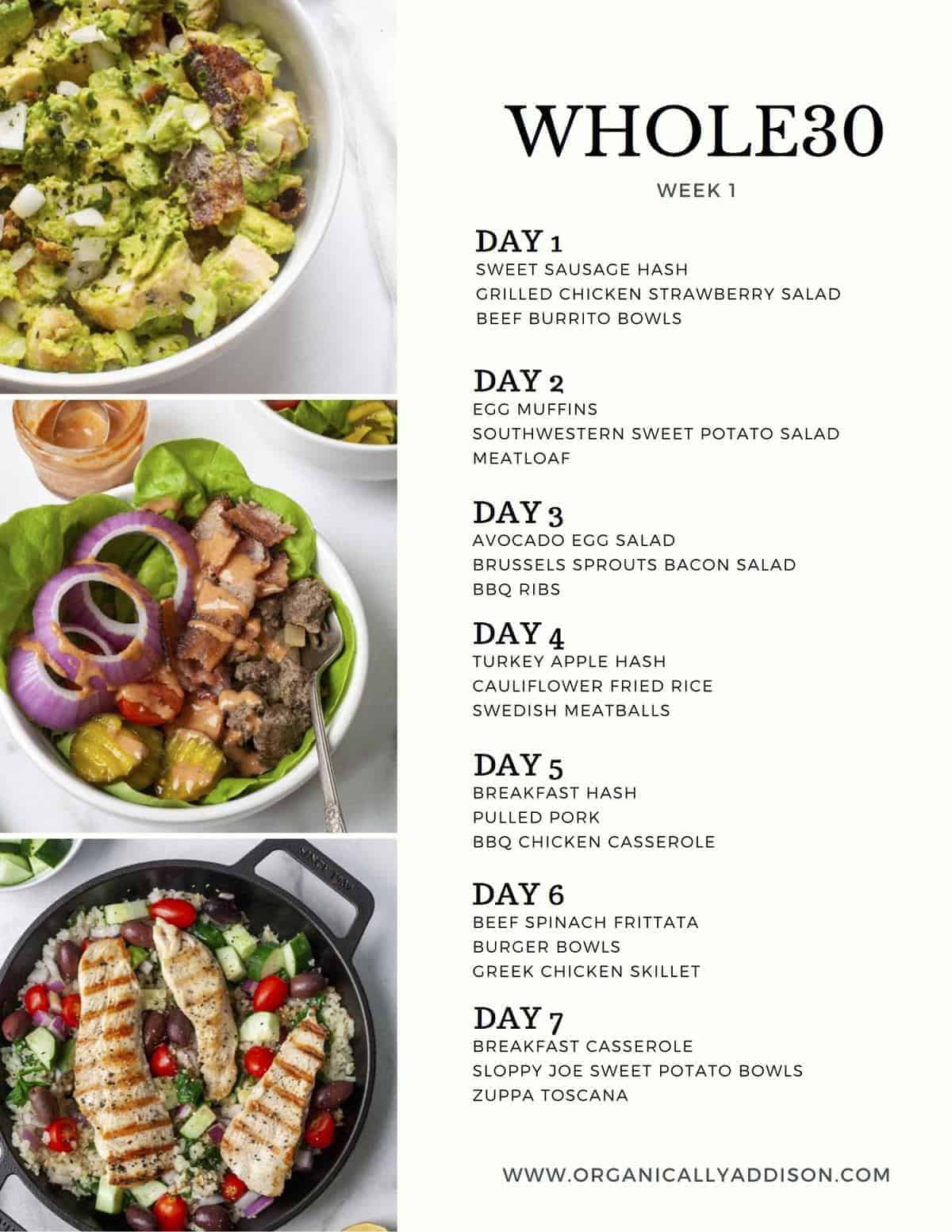 Whole30 Meal Plan Week 1 Organically Addison