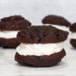 Gluten free whoopie pies with vanilla frosting