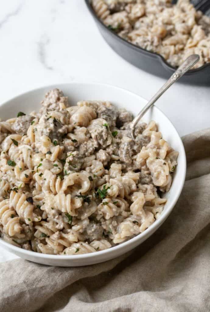 Creamy beef and pasta