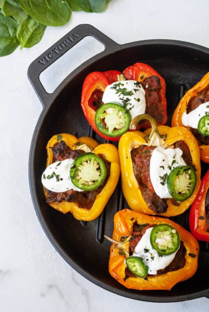 Paleo peppers with taco meat