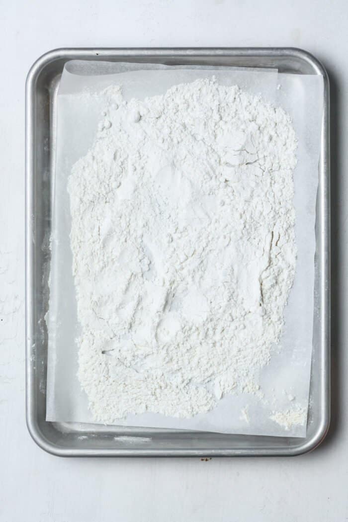 Flour on pan