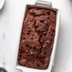 A loaf of Paleo Double Chocolate Banana Bread.