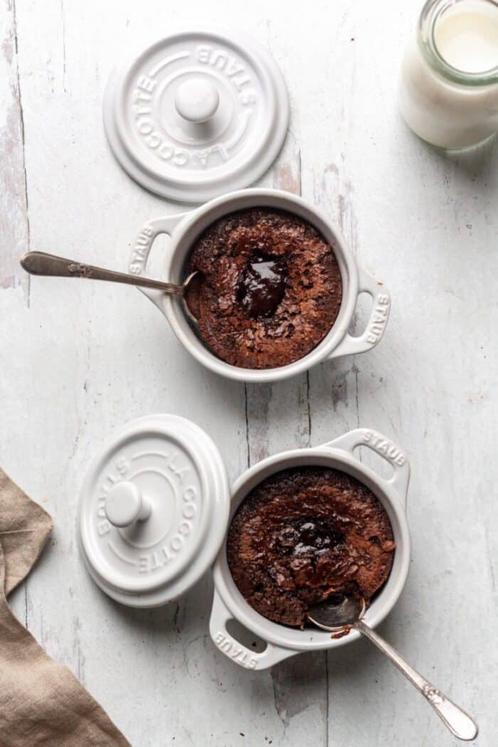 Gluten free molten chocolate cakes with spoons