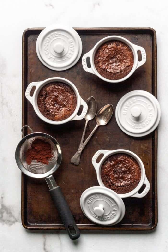 Paleo lava cakes with spoons