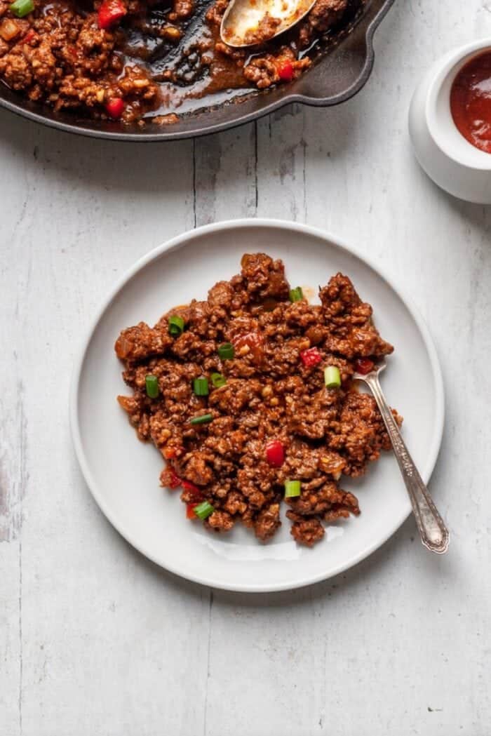 Paleo Sloppy Joes on a white plate.