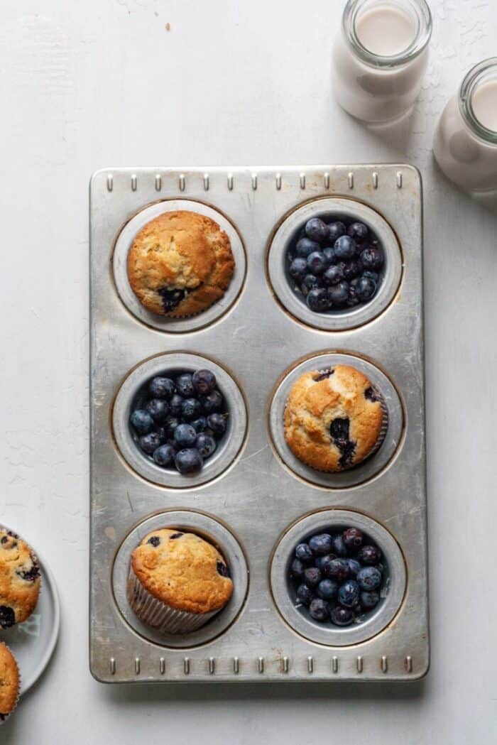 Healthy muffins in pan