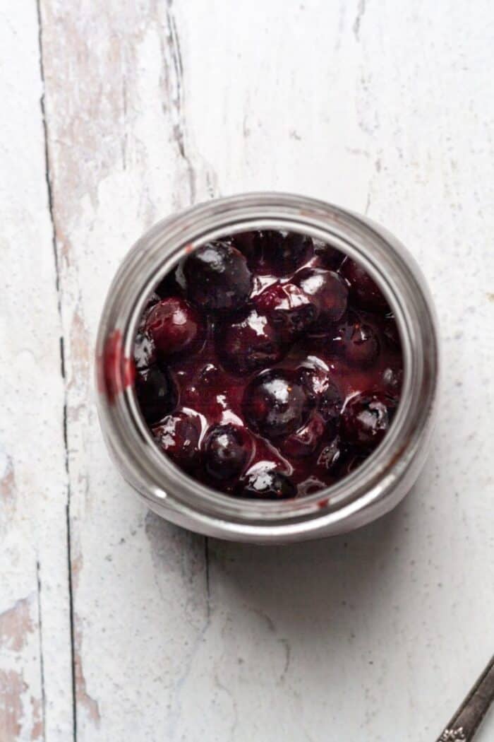 A jar filled with Vegan jam.