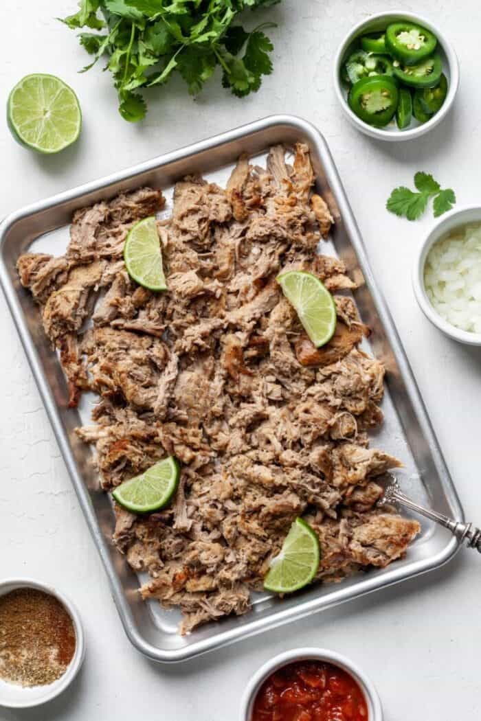 Keto Pork Carnitas on pan