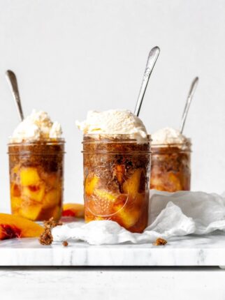 Peach Cobbler in a Jar (Gluten Free + Vegan)