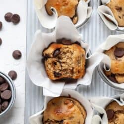 Almond flour banana muffins with chocolate chips
