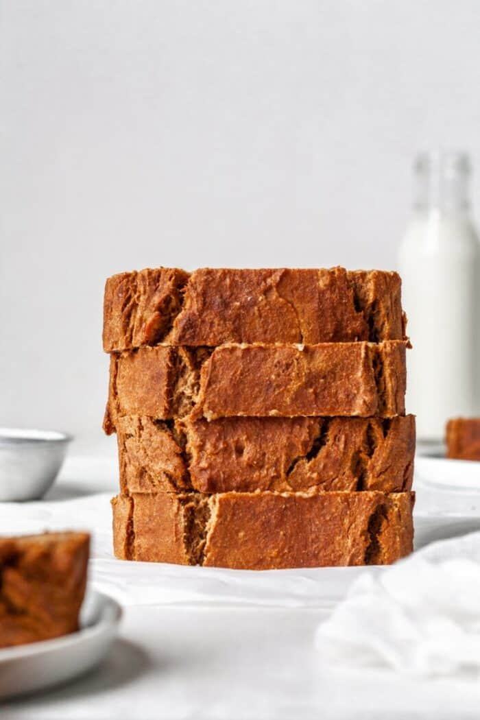 Cassava flour banana bread on parchment paper