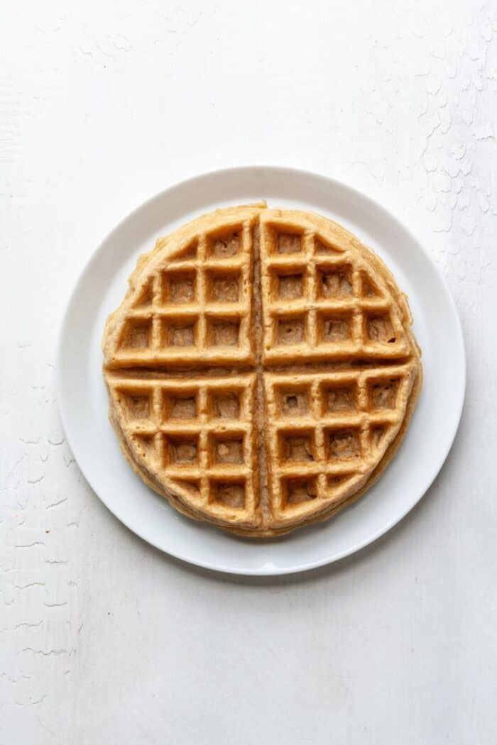 Paleo waffle on white plate