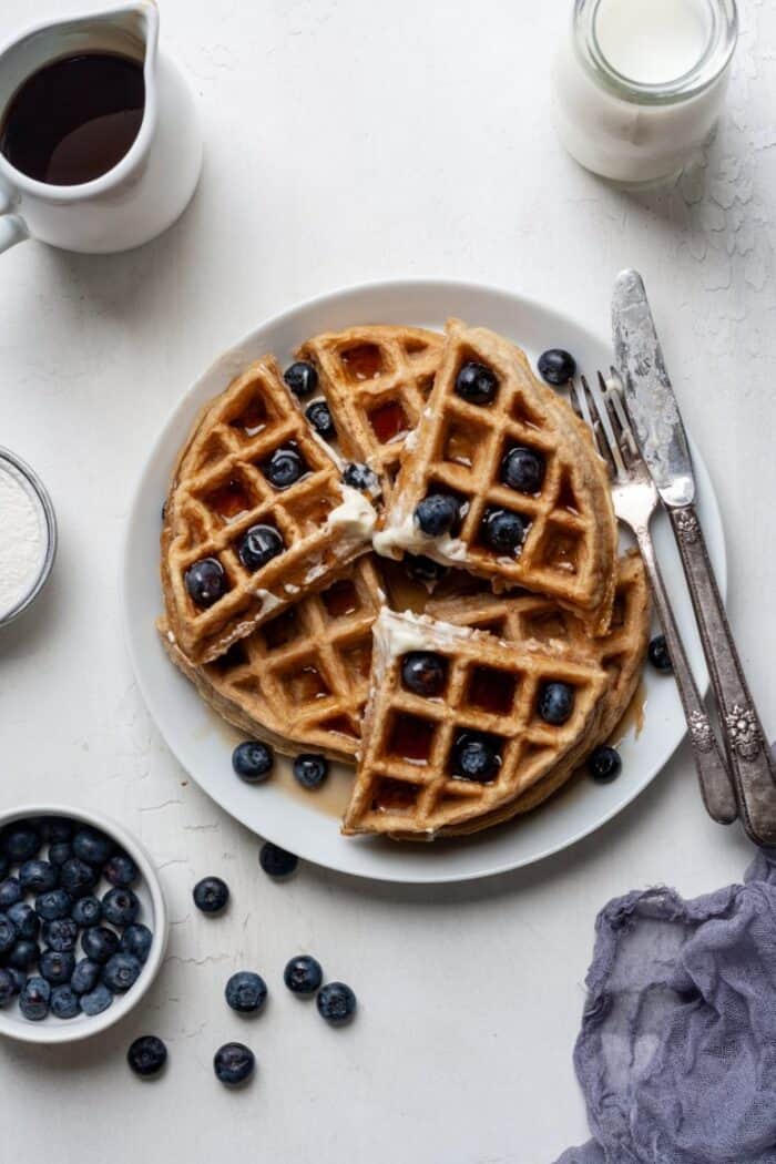 Cassava flour waffles with blueberries