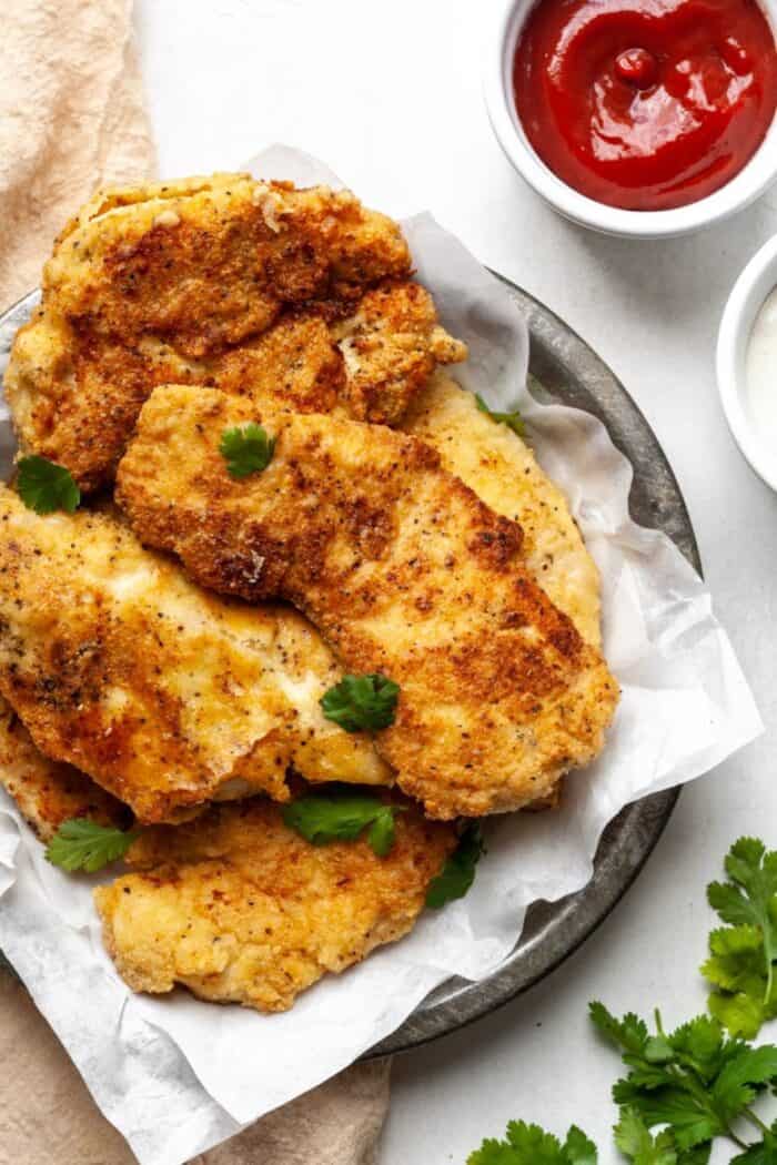 Whole30 fried chicken with ketchup