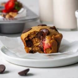 Gluten free strawberry muffins with dark chocolate chips