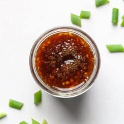 Sugar free stir fry sauce in glass jar
