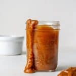 Salted caramel sauce in jar