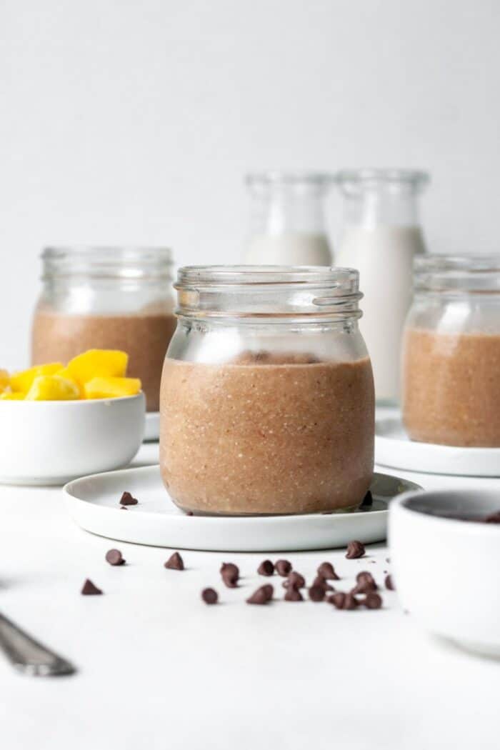 Chocolate smoothie in glass