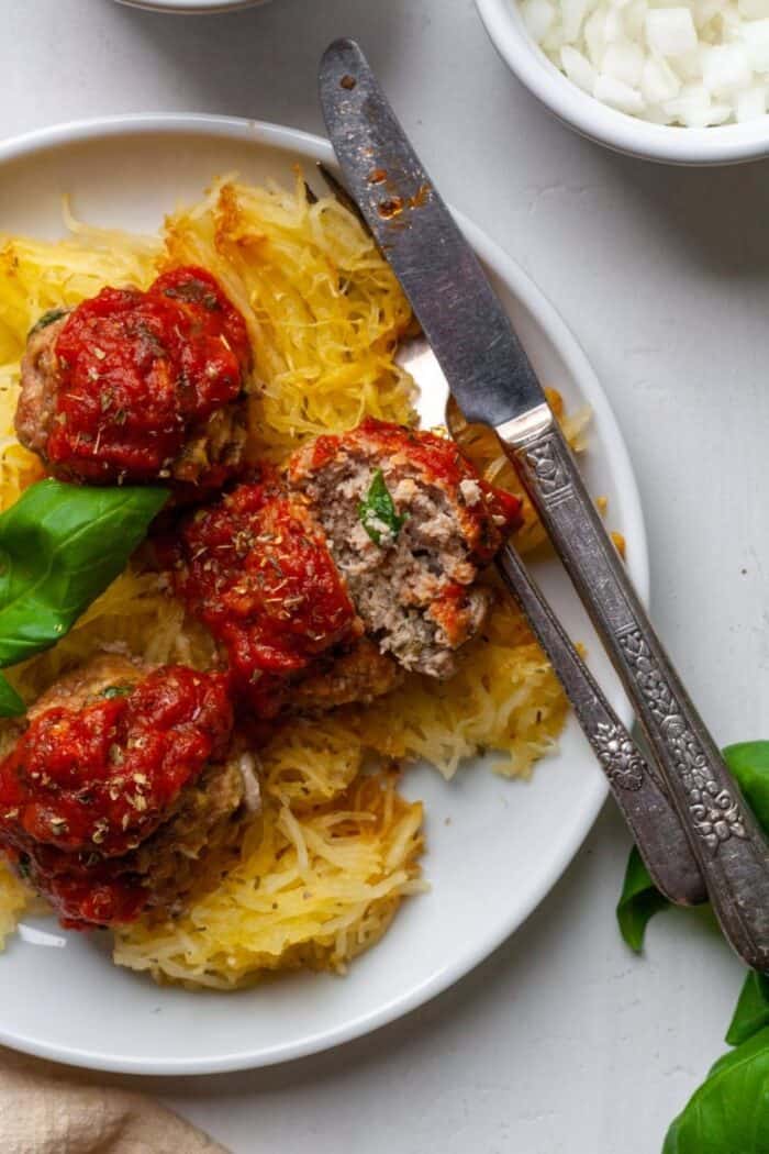Meatballs with sauce and spaghetti squash