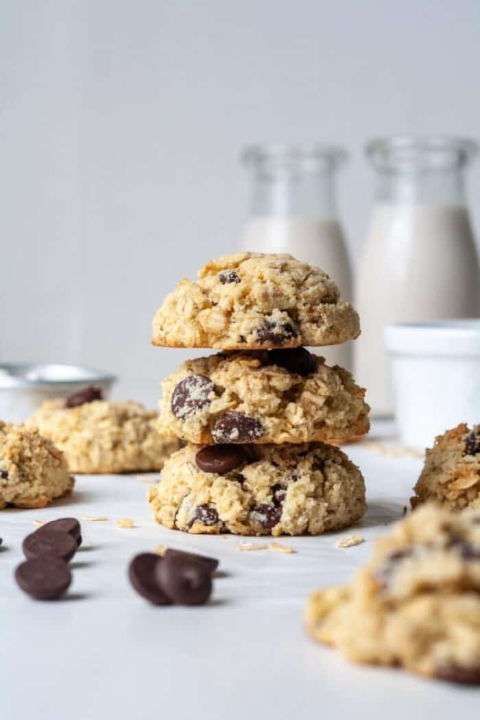 Stack of coconut flour oatmeal cookies
