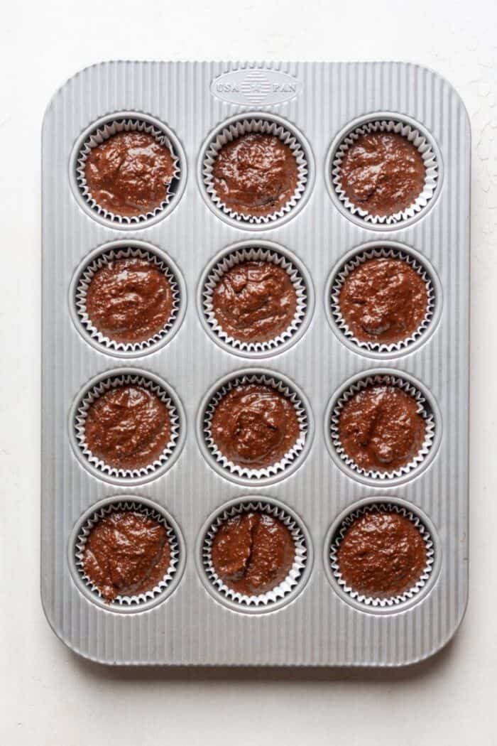 Muffin pan with batter