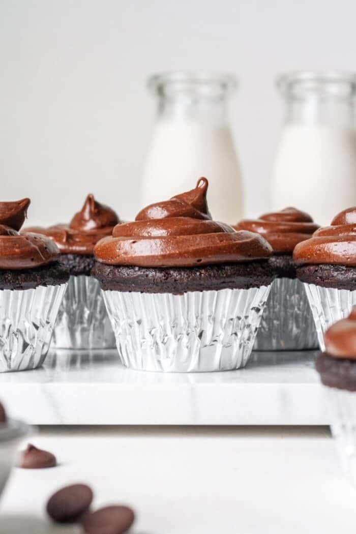 Gluten free dairy free cupcakes with chocolate frosting