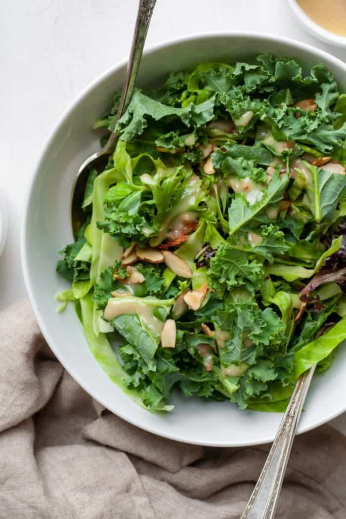 Crunchy kale salad in bowl