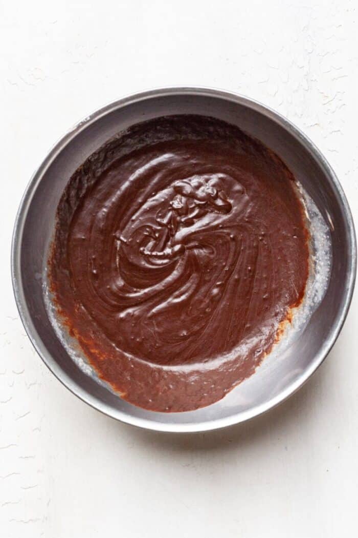 Keto chocolate frosting in bowl