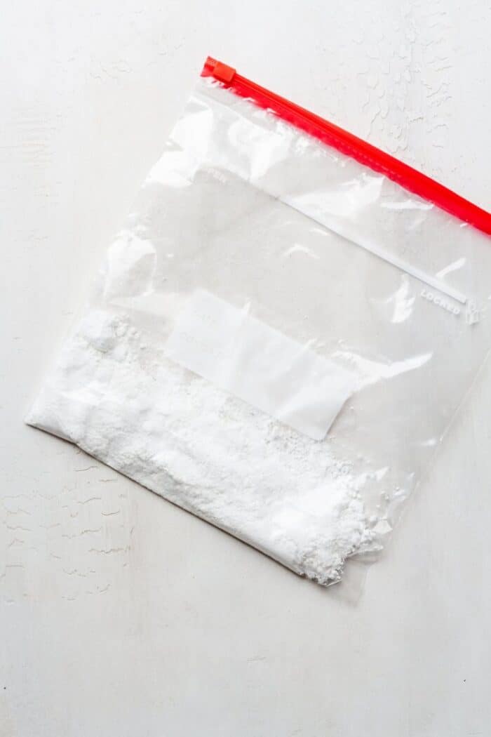 Powdered sugar in Ziplock bag