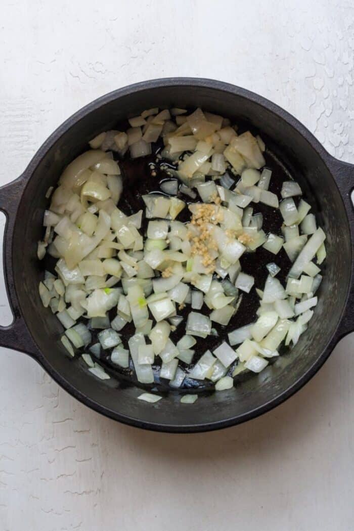 Onions in Dutch oven