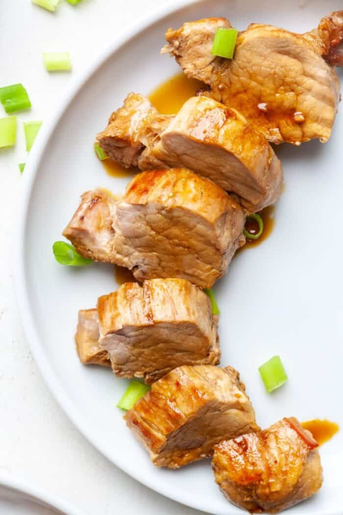 Paleo pork tenderloin with green onions
