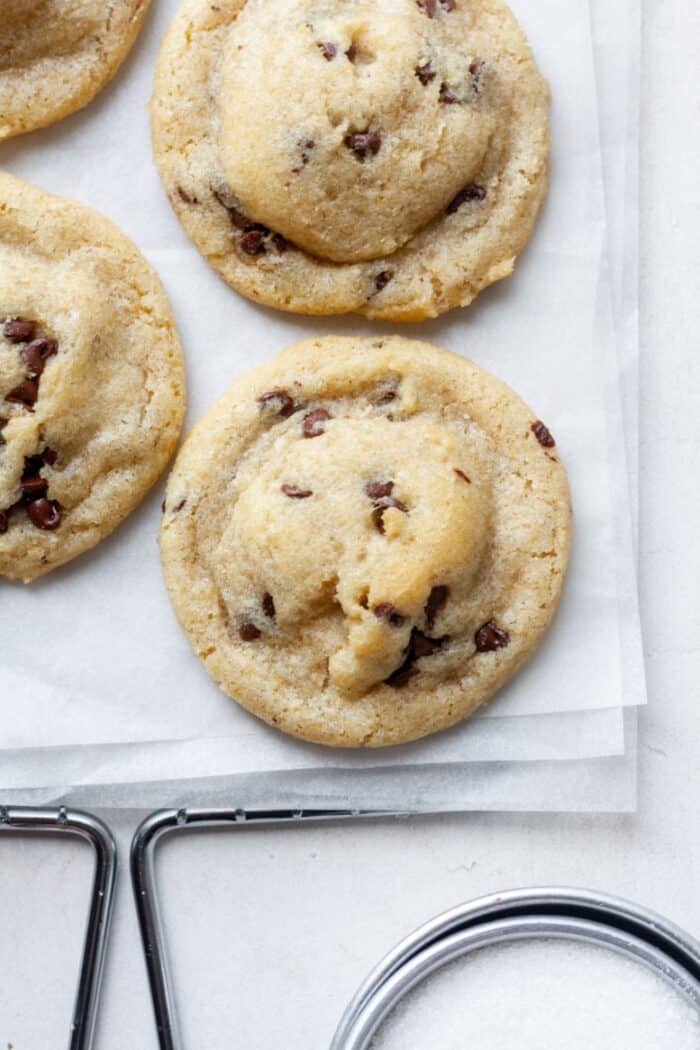 Baked sugar cookies with chocolate chips