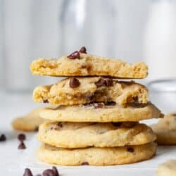 Chocolate chip sugar cookies with milk