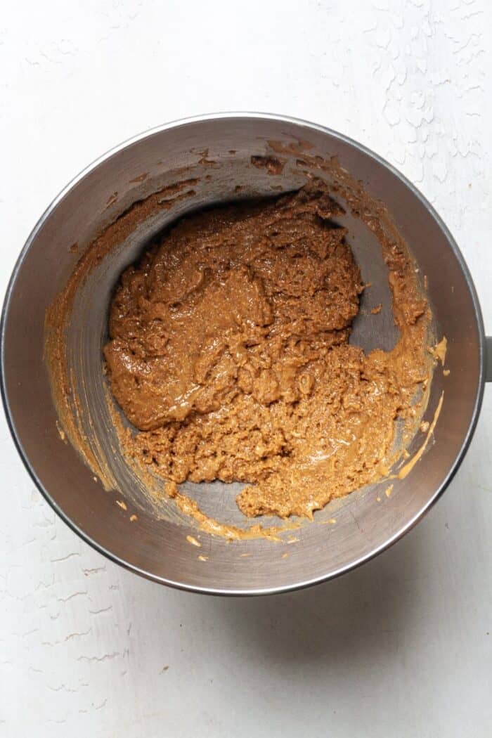 Peanut butter and sugar in bowl