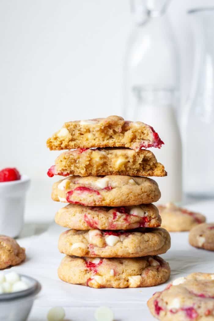 Gluten free raspberry and white chocolate chip cookies