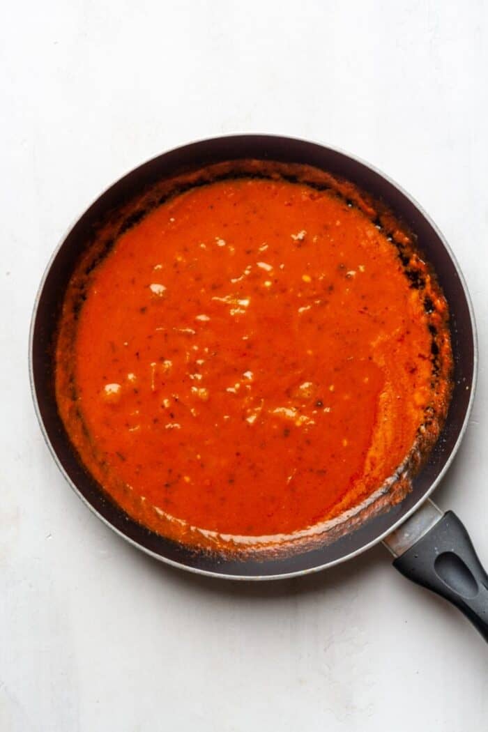 Tomato sauce in skillet