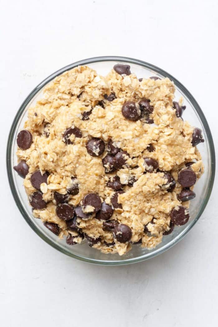 Oatmeal cookie dough in bowl