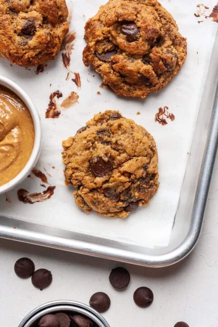 Vegan cookies on pan