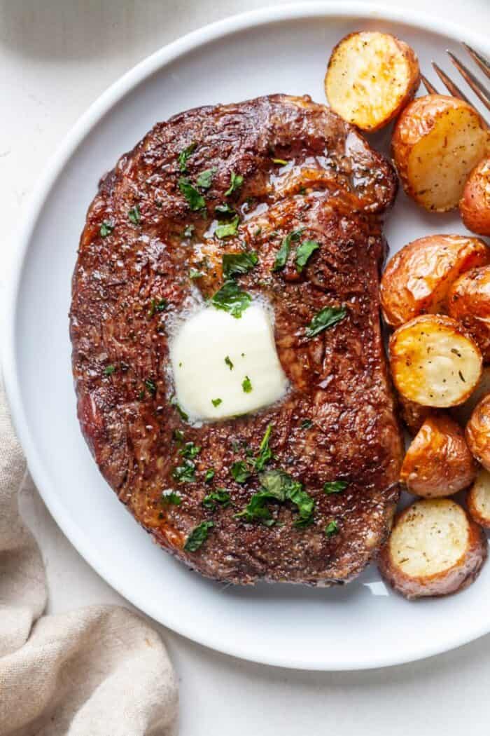 Ribeye steak with potatoes