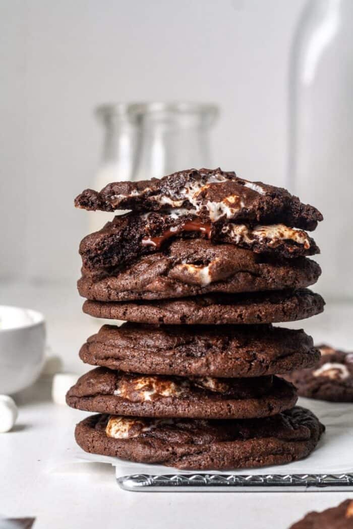 Stack of chocolate marshmallow cookies