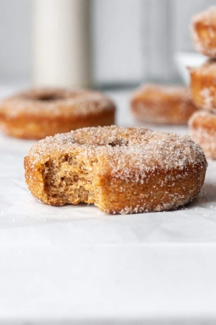 Gluten free apple cider donuts with sugar coating