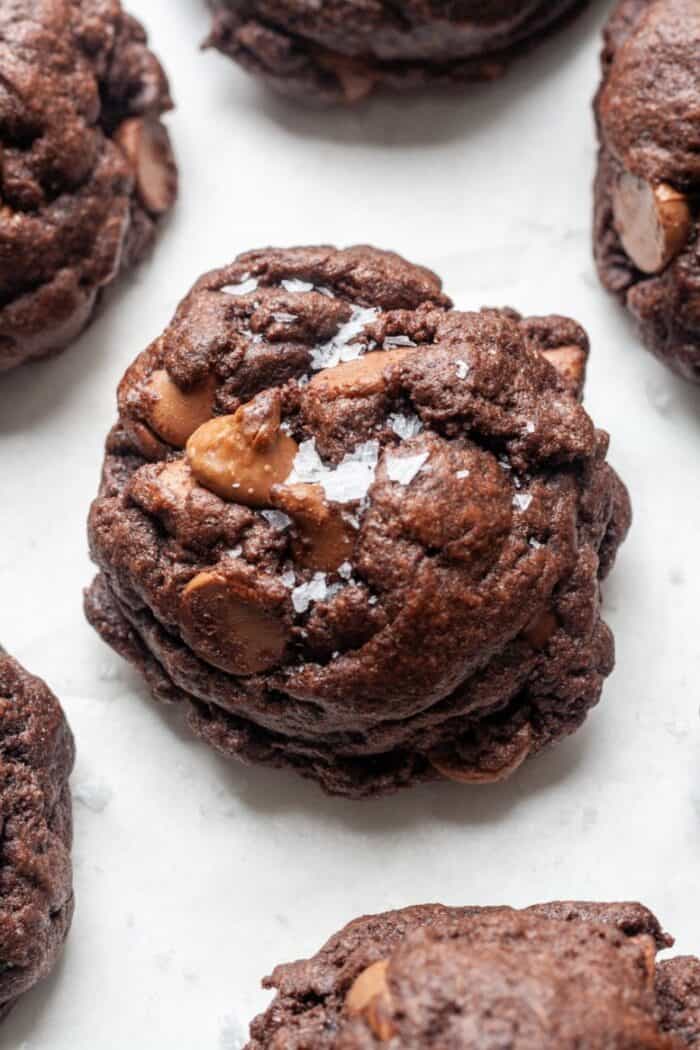 Gluten free double chocolate cookies with sea salt