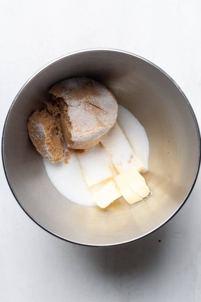 Butter with sugars in bowl
