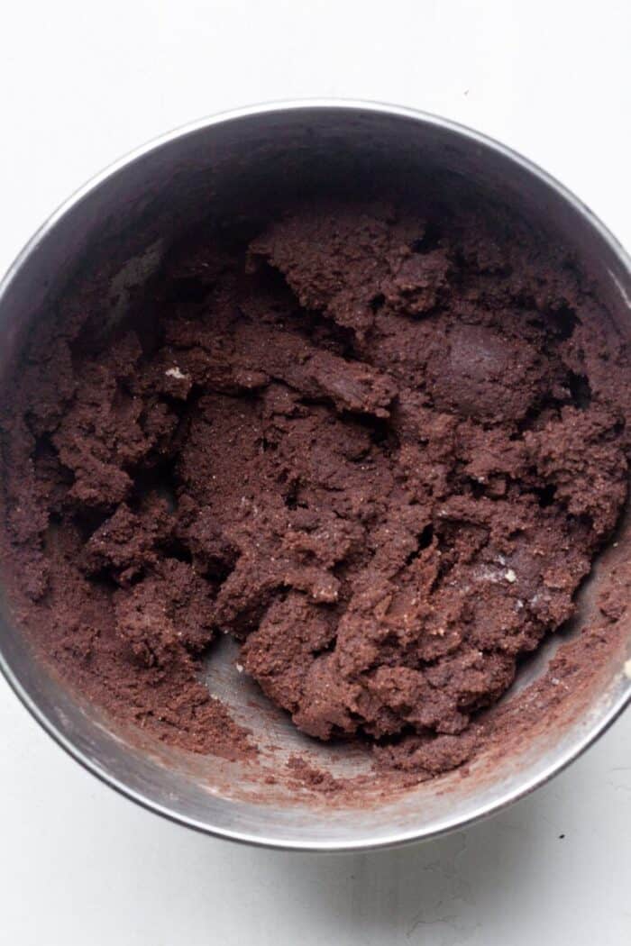 Double chocolate cookie dough in bowl