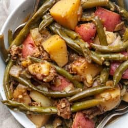 Green beans and potatoes in bowl